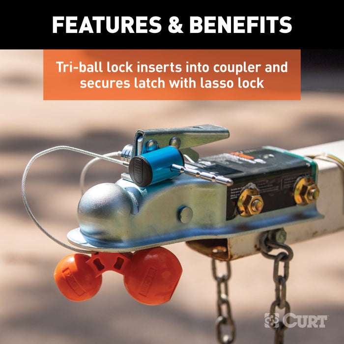 CURT Universal Tri-Ball Trailer Coupler Lock, Fits 1-7/8, 2, 2-5/16-Inch Model 23082