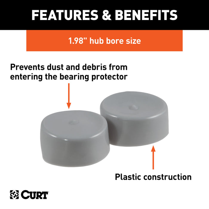 CURT 1.98-Inch Trailer Wheel Bearing Protector Dust Covers, 2-Pack Mod ...