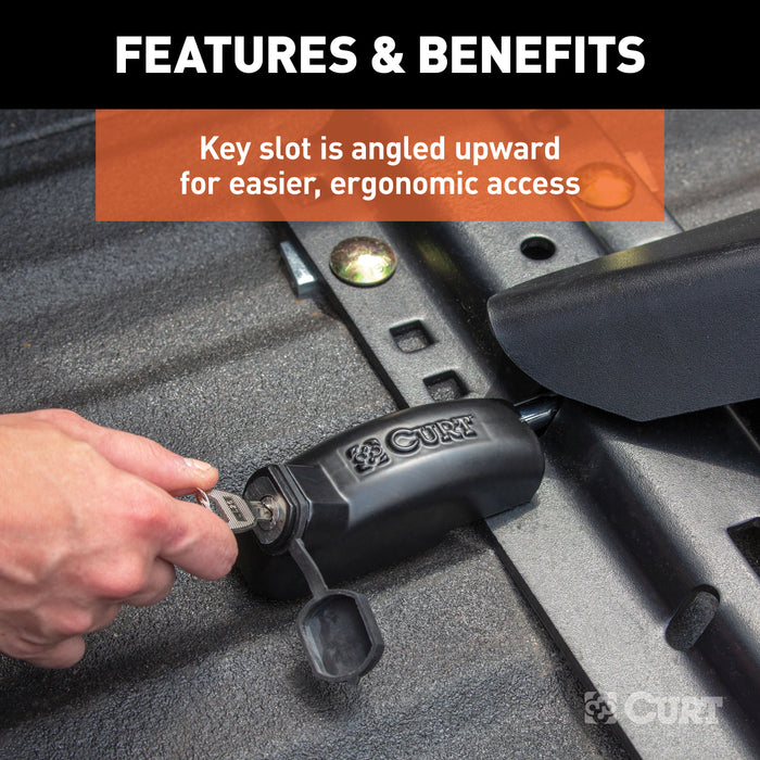 CURT 5th Wheel Base Rail Lock, 1/2-Inch Pin Diameter, Fits All Industry-Standard Rails Model 23256