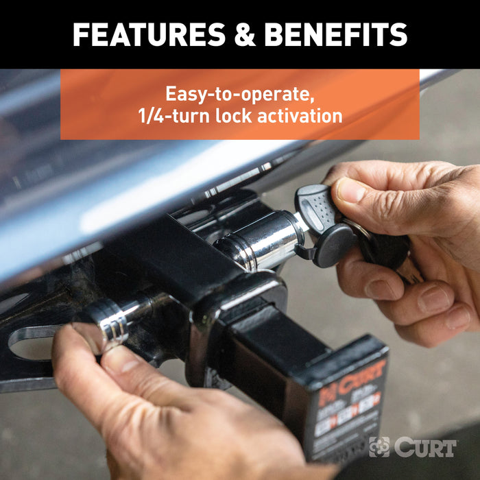 CURT Trailer Hitch Lock, 1/2-Inch Pin Diameter, Fits 1-1/4-Inch Receiver Model 23501