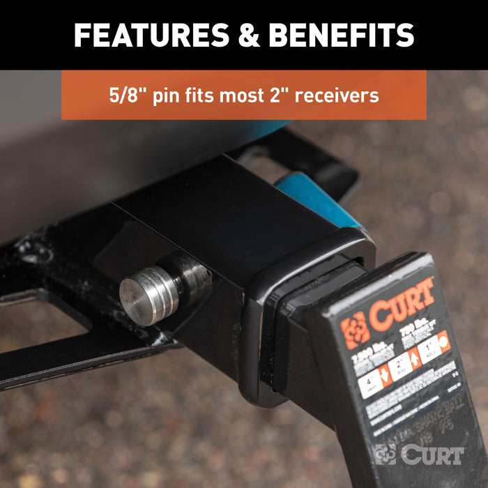 CURT Right-Angle Stainless Steel Trailer Hitch Lock, 5/8-Inch Pin Diameter, Fits 2-Inch Receiver Model 23502
