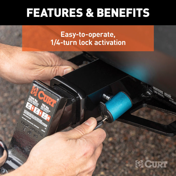 CURT Right-Angle Trailer Hitch Lock, 5/8-Inch Pin Diameter, Fits 2 or 2-1/2-Inch Receiver Model 23504