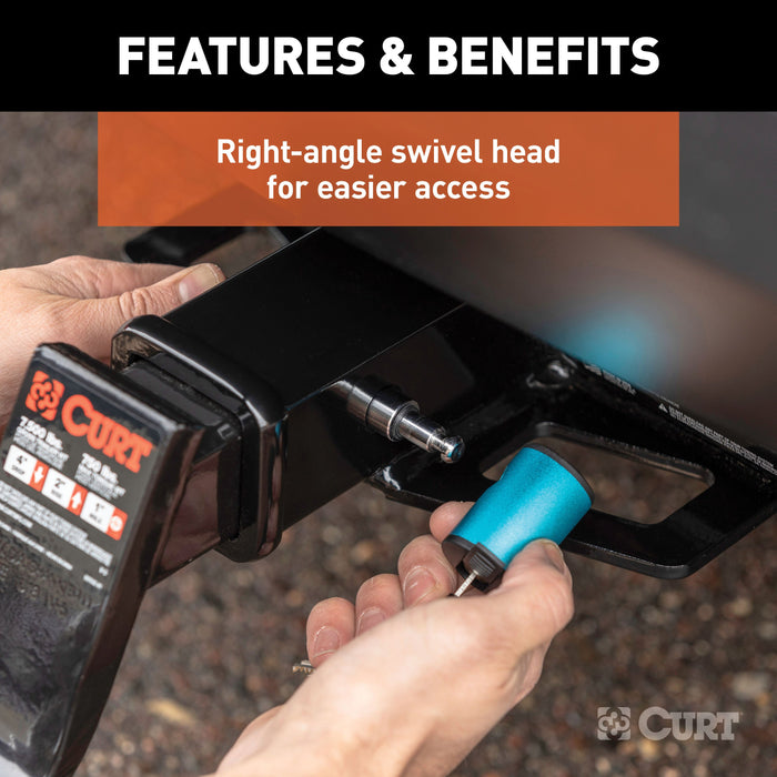 CURT Right-Angle Trailer Hitch Lock, 5/8-Inch Pin Diameter, Fits 2 or 2-1/2-Inch Receiver Model 23504