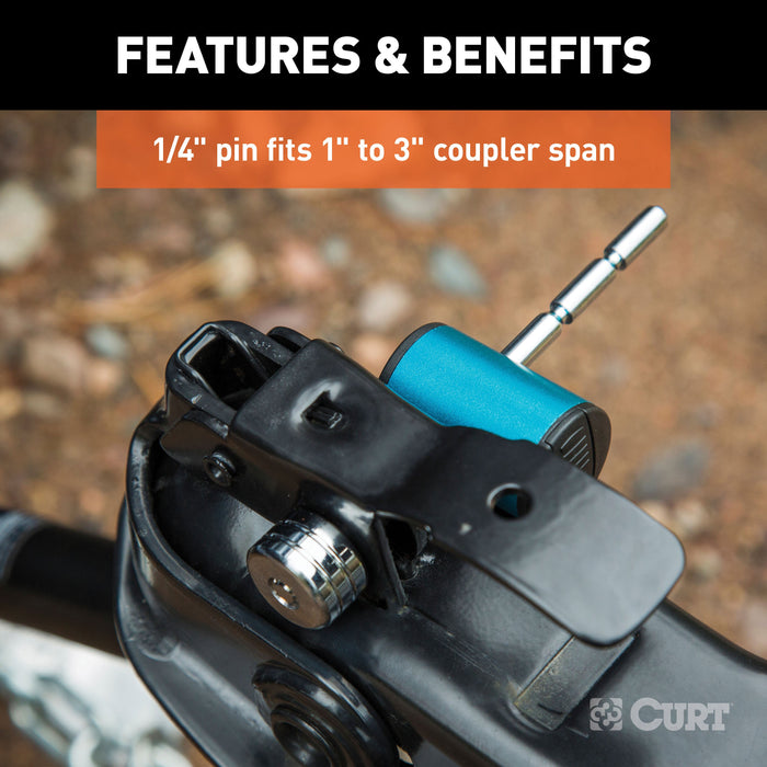 CURT Right-Angle Trailer Lock Set, 5/8-Inch Pin for 2-Inch Receiver, 1/4 x 3-Inch Coupler Span Model 23505