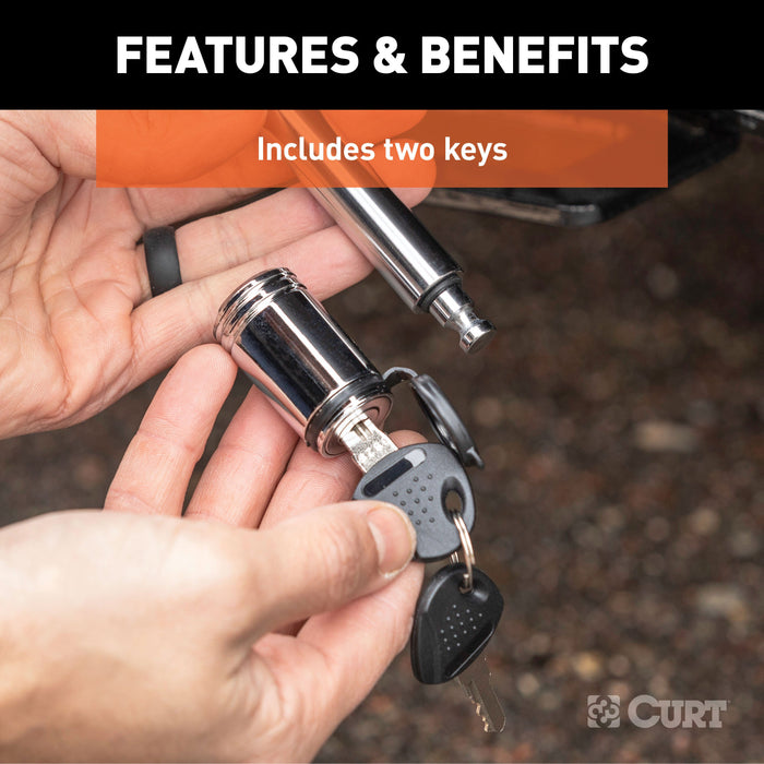 CURT Trailer Hitch Lock, 5/8-Inch Pin Diameter, Fits 2-Inch Receiver Model 23515