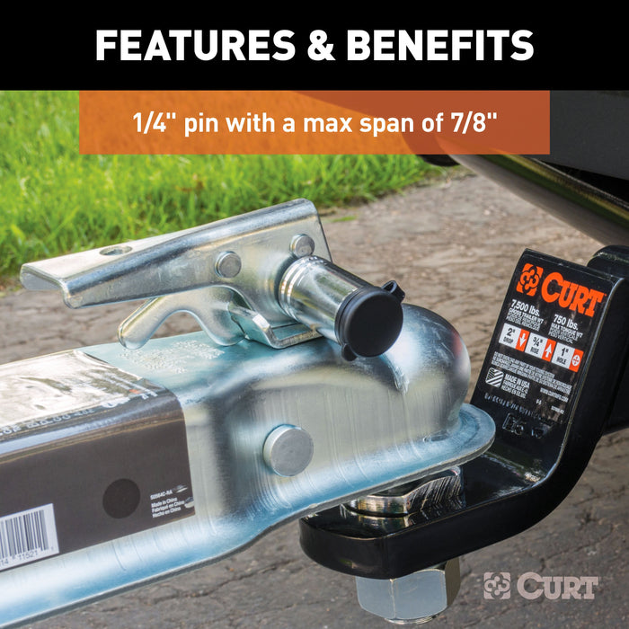 CURT Chrome Trailer Tongue Coupler Lock, 1/4-Inch Pin Diameter, Up to 7/8-Inch Span Model 23520