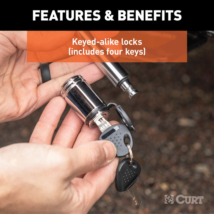 CURT Trailer Lock Set for 2-Inch Receiver, 7/8-Inch Coupler Latch Span Model 23526