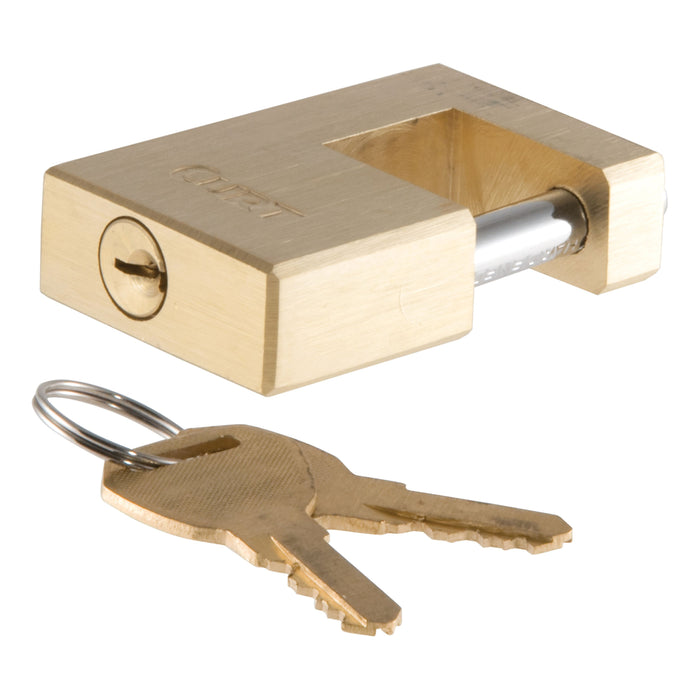 CURT Brass Trailer Tongue Coupler Lock, 1/4-Inch Pin Diameter, Up to 3/4-Inch Span Model 23546