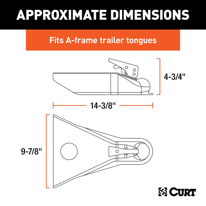 CURT A-Frame Trailer Coupler, 2-Inch Hitch Ball, 5,000 lbs Model 25101