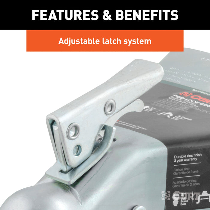 CURT A-Frame Trailer Coupler, 2-Inch Hitch Ball, 5,000 lbs Model 25101