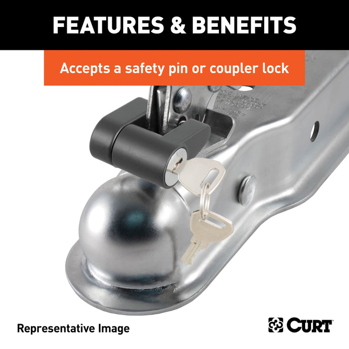 CURT Straight Tongue Trailer Coupler for 2-1/2-Inch Channel, 1-7/8-In Hitch Ball, 2,000 lbs Model 25105