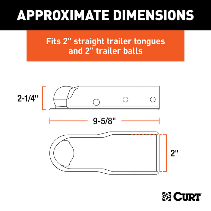 CURT QuickPin No-Latch Trailer Coupler for 2-Inch Hitch Ball, 2-In Channel, 3,500 lbs Model 25470
