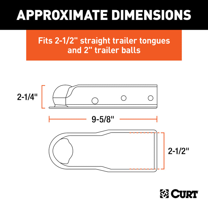 CURT QuickPin No-Latch Trailer Coupler for 2-Inch Hitch Ball, 2-1/2-In Channel, 3,500 lbs Model 25471