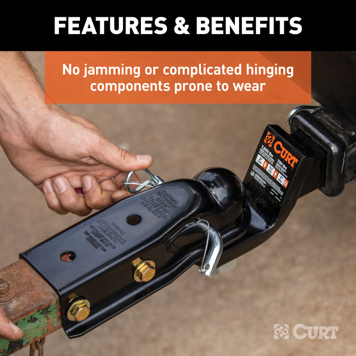 CURT QuickPin No-Latch Trailer Coupler for 2-Inch Hitch Ball, 2-1/2-In Channel, 3,500 lbs Model 25471