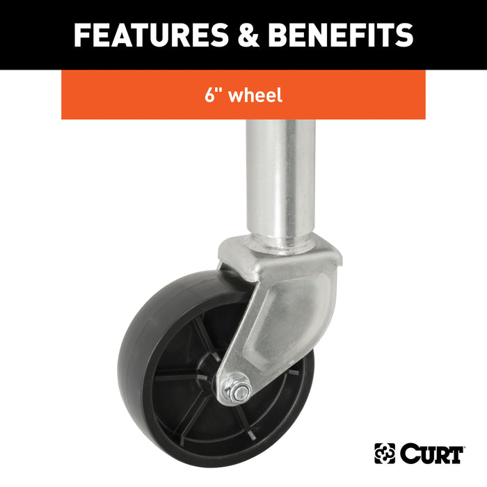 CURT Marine Boat Trailer Jack with 6-Inch Wheel, 1,200 lbs. Support Capacity, 11 Inches Vertical Travel Model 28112