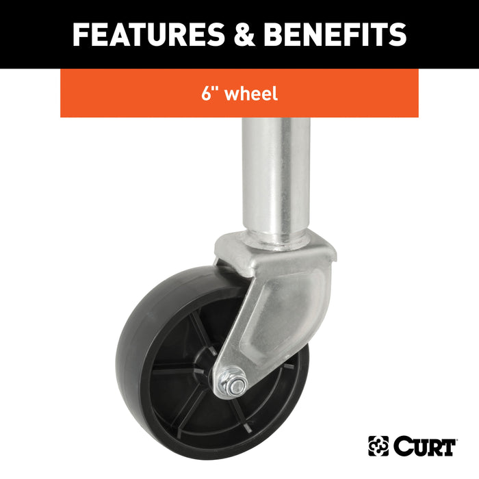 CURT Marine Boat Trailer Jack with 6-Inch Wheel, 1,200 lbs. 11 Inches Vertical Travel Model 28113