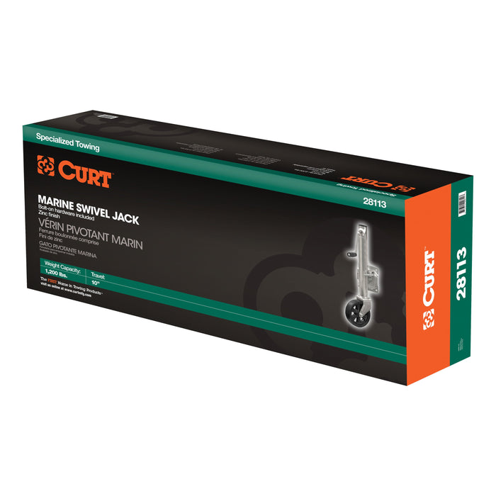 CURT Marine Boat Trailer Jack with 6-Inch Wheel, 1,200 lbs. 11 Inches Vertical Travel Model 28113
