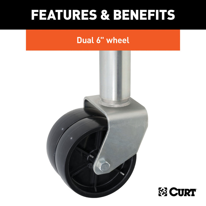 CURT Marine Boat Trailer Jack with 6-Inch Wheels, 1,500 lbs. Support Capacity, 10-3/8 Inches Vertical Travel Model 28155