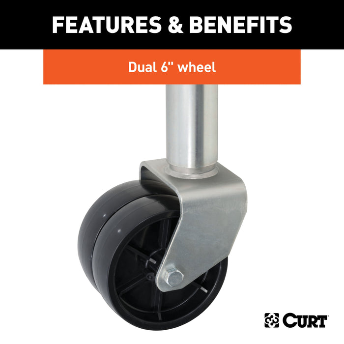 CURT Marine Boat Trailer Jack with 6-Inch Wheels, 1,500 lbs. 10-3/8 Inches Vertical Travel Model 28156