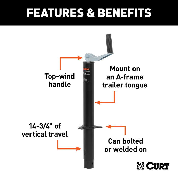 CURT A-Frame Trailer Jack, 3,000 lbs. Support Capacity, 14-3/4 Inches Vertical Travel Model 28202