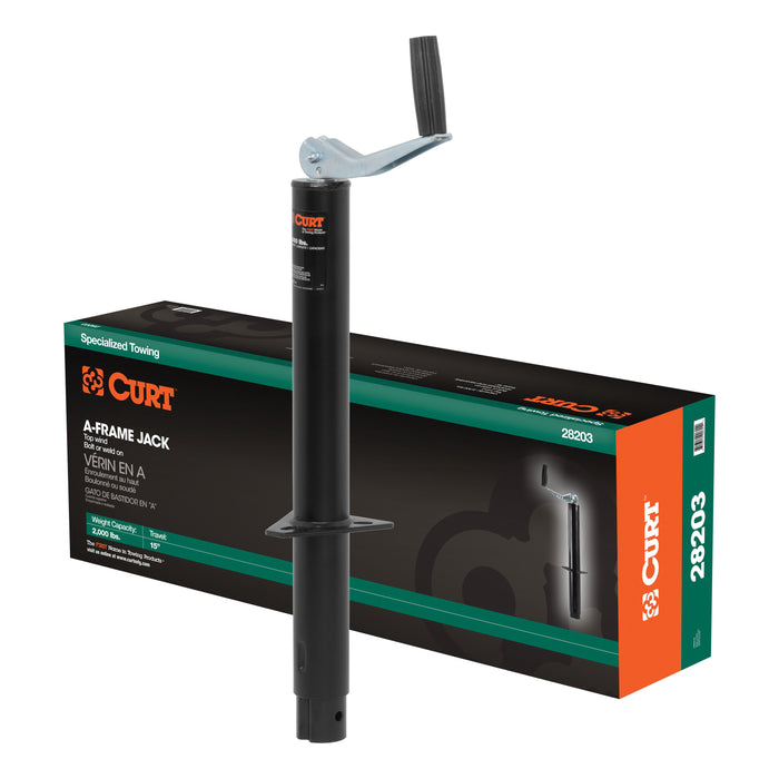 CURT A-Frame Trailer Jack, 2,000 lbs, 14-3/4 Inches Vertical Travel Model 28203