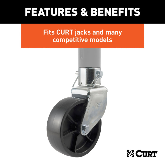 CURT 6-Inch Caster Trailer Jack Wheel Replacement, Fits 2-In Tube, 1,200 lbs Model 28277