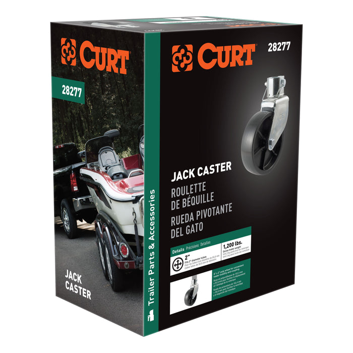 CURT 6-Inch Caster Trailer Jack Wheel Replacement, Fits 2-In Tube, 1,200 lbs Model 28277