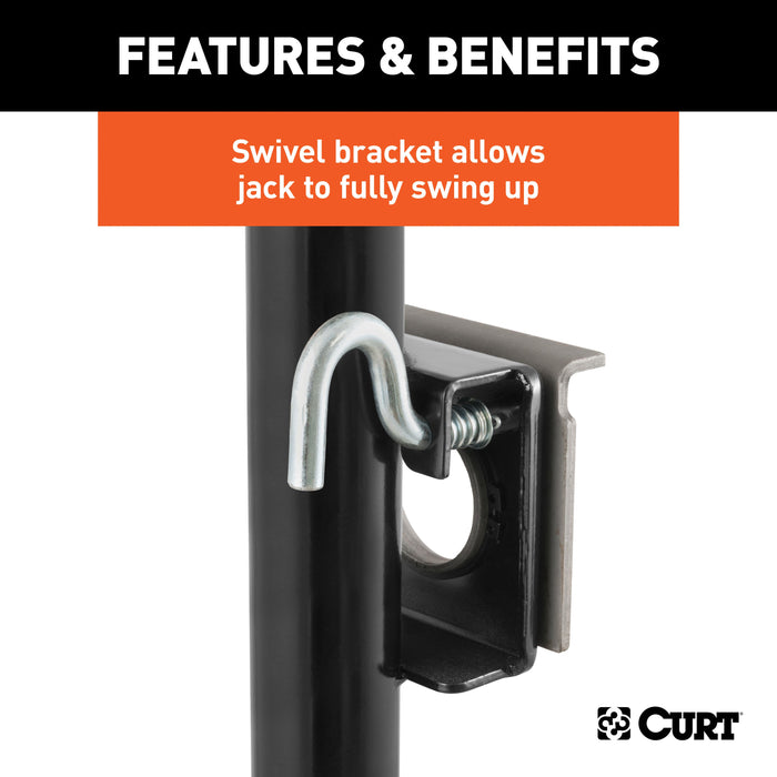 CURT Weld-On Bracket-Style Swivel Trailer Jack, 2,000 lbs. 10-1/2 Inches Vertical Travel Model 28301