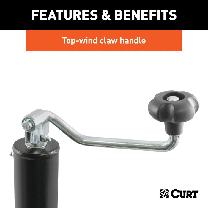 CURT Weld-On Bracket-Style Swivel Trailer Jack, 3,000 lbs. Support Capacity, 15-1/4 Inches Vertical Travel Model 28304