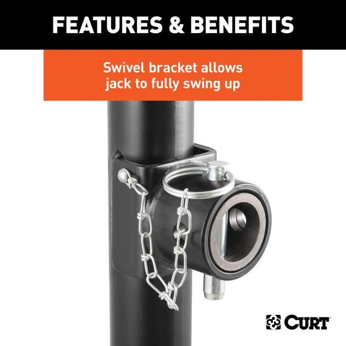 CURT Weld-On Pipe-Mount Swivel Trailer Jack, 2,000 lbs. 15 Inches Vertical Travel Model 28323