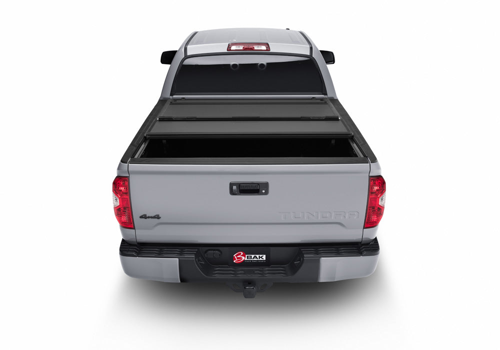 BAK BAKFlip MX4 Hard Folding Truck Bed Cover - Matte Finish - 2007-2021 Toyota Tundra 6' 6" Bed with Deck Rail System without Trail Special Edition Storage Boxes Model 448410T