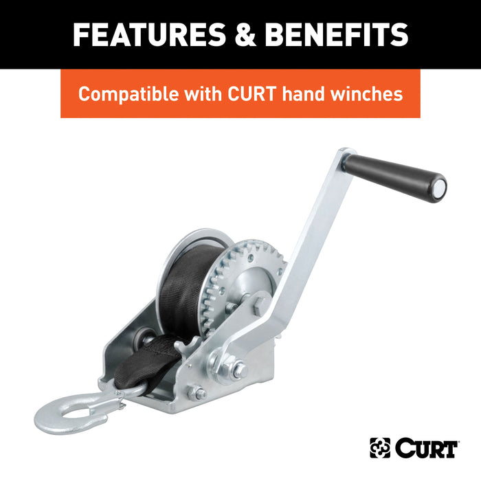 CURT 2-Inch x 15-Foot Nylon Winch Strap with Hook, 3,300 lbs Model 29450