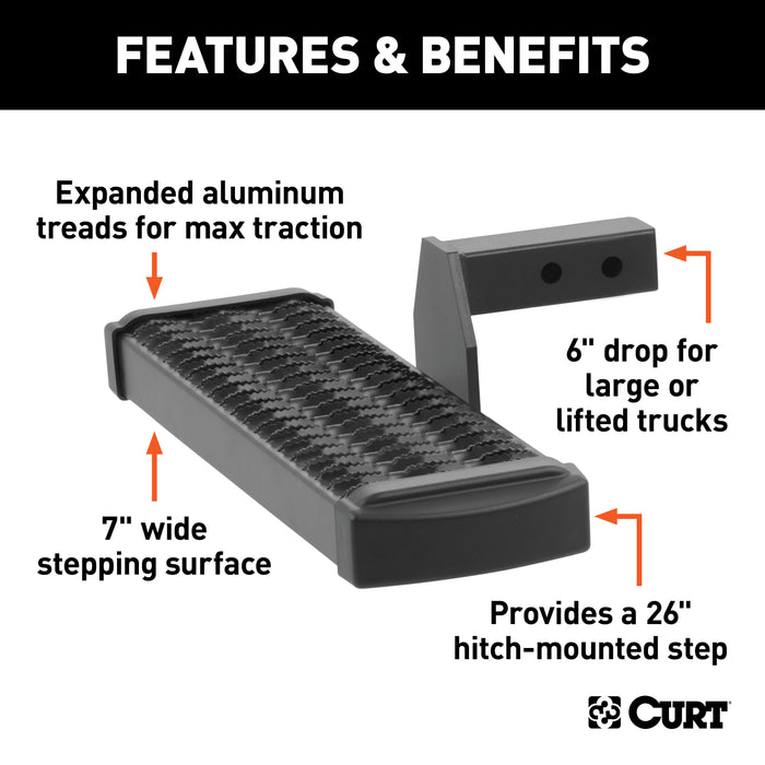 CURT Grip Step 26-Inch Hitch Step for 2-Inch Receiver, 6-Inch Drop Model 32002