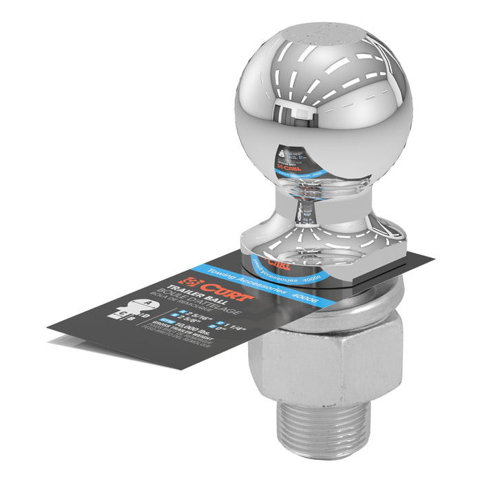 CURT Chrome Trailer Hitch Ball, 10,000 lbs, 2-5/16-Inch Diameter, 1-1/4 x 2-5/8-Inch Shank Model 40006