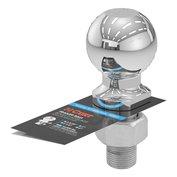 CURT Chrome Trailer Hitch Ball, 10,000 lbs, 2-5/16-Inch Diameter, 1 x 2-1/4-Inch Shank Model 40007