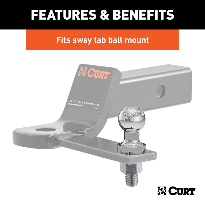 CURT Replacement Trailer Sway Control Ball, 1-1/4-Inch Diameter, 5/8 x 1-3/4-In Shank, Packaged Model 40010