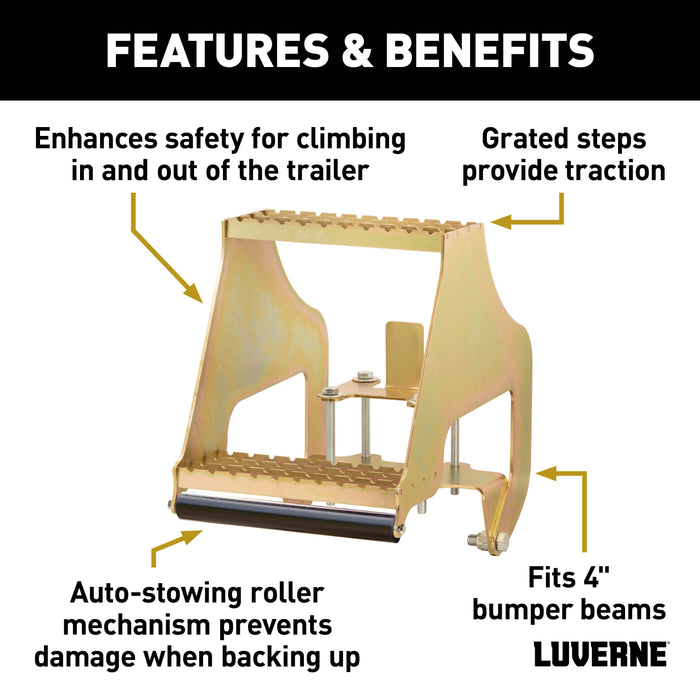 Luverne RETRAC HighRise Folding Rear Entry Step (Fits 4" Bumper Beam) Model 409924L