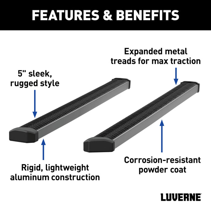 Luverne SlimGrip 5" x 88" Black Aluminum Running Boards Select Silverado Sierra Crew Model 416088-4055105