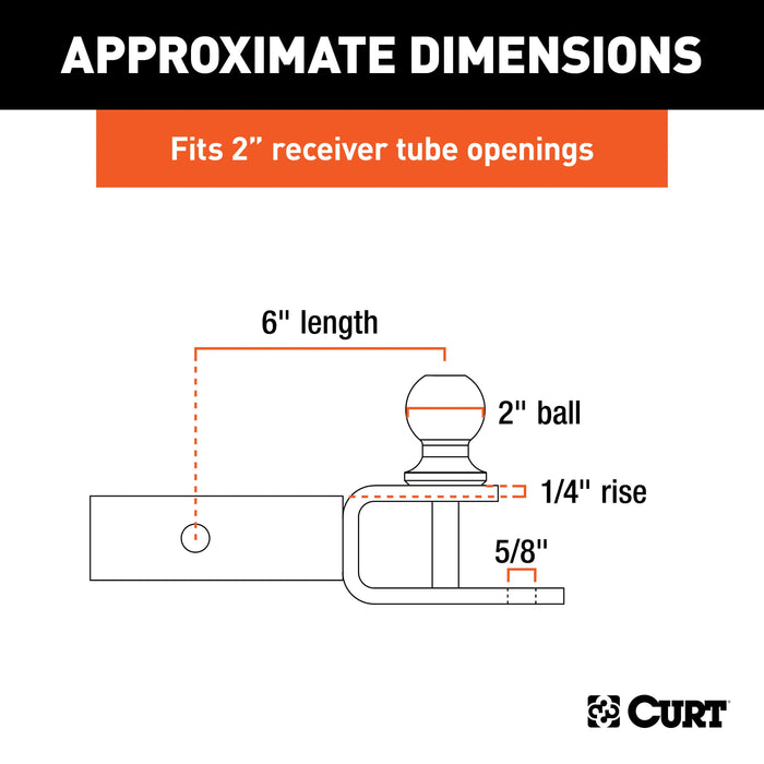 CURT 3-in-1 ATV Trailer Hitch Mount, 2-Inch Ball, Clevis Pin, 5/8-Inch Hole, Fits 2-Inch Receiver Model 45009