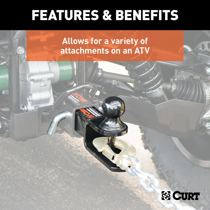 CURT 3-in-1 ATV Trailer Hitch Mount, 2-Inch Ball, Clevis Pin, 5/8-Inch Hole, Fits 2-Inch Receiver Model 45009