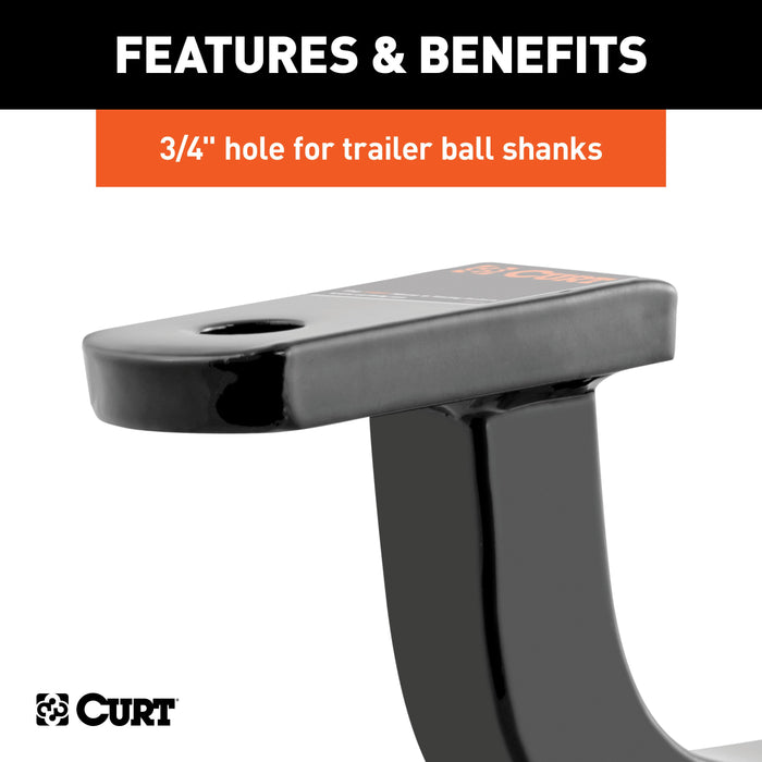 CURT Class 1 Trailer Hitch Ball Mount, Fits 1-1/4-Inch Receiver, 2,000 lbs, 3/4-Inch Hole, 5-Inch Rise Model 45025