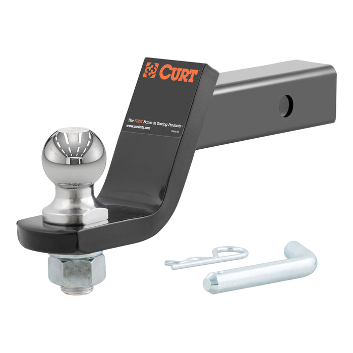 CURT Trailer Hitch Mount with 1-7/8-Inch Ball & Pin, Fits 2-Inch Receiver, 3,500 lbs, 4-Inch Drop Model 45055