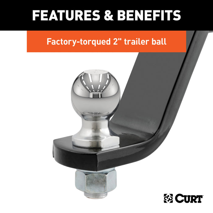 CURT Lifted Truck Trailer Hitch Mount with 2-Inch Ball & Pin, Fits 2-In Receiver, 7,500 lbs, 6-Inch Drop Model 45064