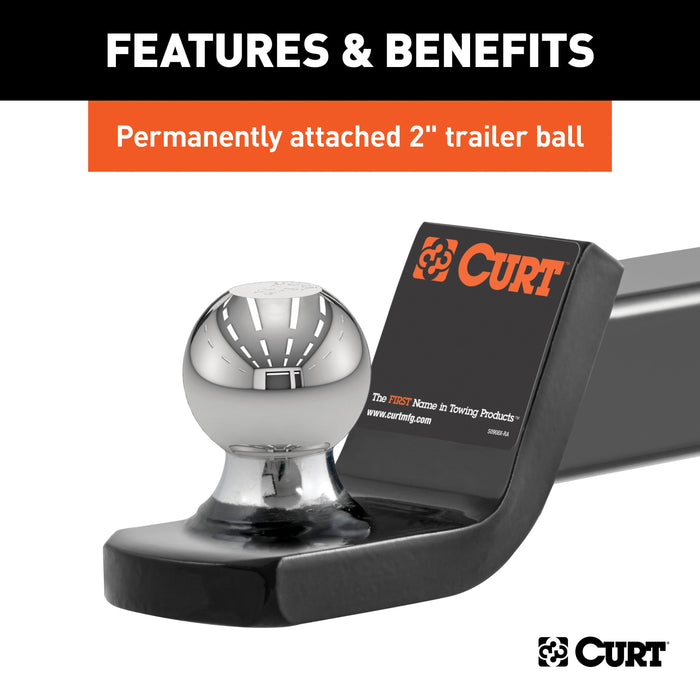 CURT Fusion Trailer Hitch Mount with 2-Inch Ball & Pin, Fits 2-In Receiver, 7,500 lbs, 2" Drop Model 45134