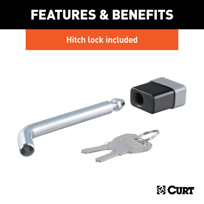 CURT Trailer Hitch Mount, 2-Inch Ball, Lock, Fits 2-In Receiver, 7,500 lbs, 4" Drop Model 45142