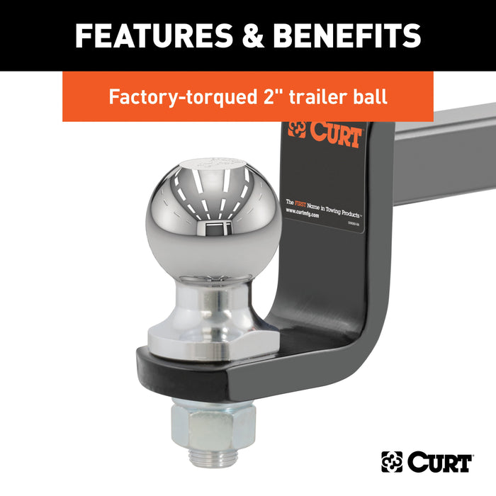 CURT Trailer Hitch Mount, 2-Inch Ball, Pin, Fits 1-1/4-In Receiver, 3,500 lbs, 3-1/4" Drop Model 45148