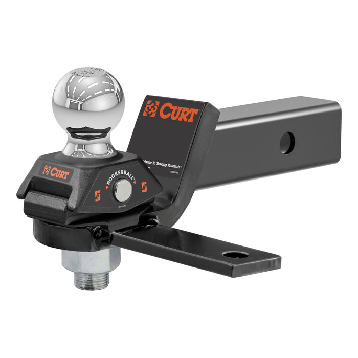 CURT RockerBall Cushion Hitch Ball Mount with Trailer Sway Control Tab, 7,500 lbs 2-5/16-Inch Diameter, 2-In Shank, 2" Rise Model 45149