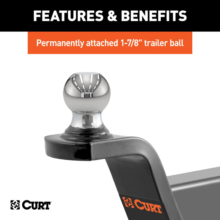 CURT Fusion Trailer Hitch Mount with 1-7/8-Inch Ball & Pin, Fits 2-Inch Receiver, 5,000 lbs, 2-In Rise Model 45152