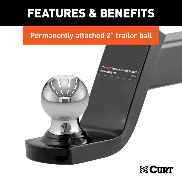CURT Fusion Trailer Hitch Mount with 2-Inch Ball & Pin, Fits 2-In Receiver, 7,500 lbs, 4-Inch Drop Model 45154