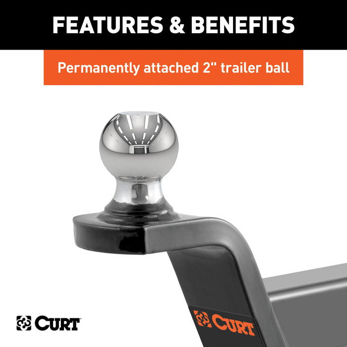 CURT Fusion Trailer Hitch Mount with 2-Inch Ball & Pin, Fits 2-In Receiver, 7,500 lbs, 2" Rise Model 45155